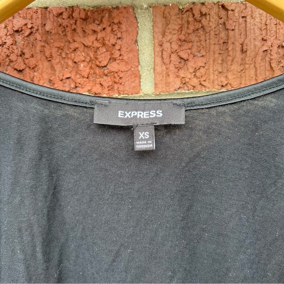 Express Black 2 Fabric Sequin Front and Cotton Sleeveless Tank Top - Picture 2 of 3